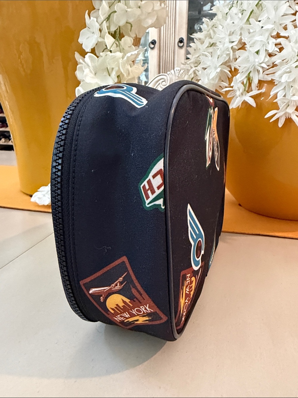 Unisex Coach Black Travel Pouch with Patch Graphics - Picture 2 of 8